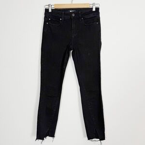 Paige Verdugo Jeans Womens 26 Black Twisted Inseam Nightfall Noir Raw Hem Skinny